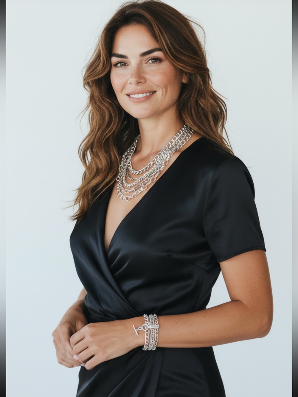 Premier Designs Chain Reaction Silver Layered Necklace & Bracelet